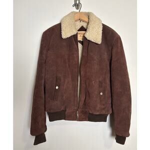 VTG Men's Suede Leather Shearling Bomber Jacket Size 42 Large Hides Alexanders